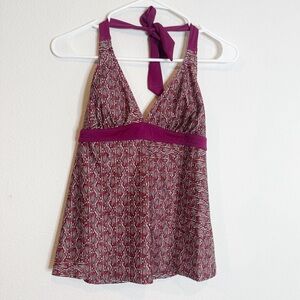 Prana maroon geometric swim tankini shirt size medium